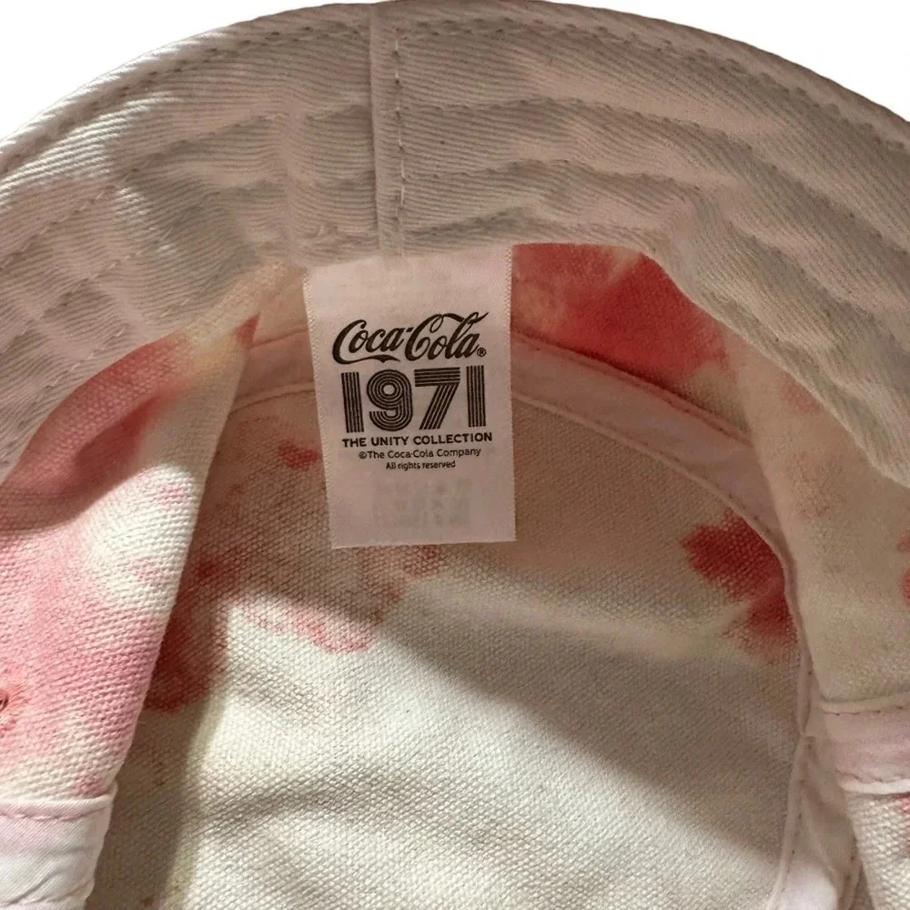 Coke Cola women's peach tie dye bucket hat with rainbow